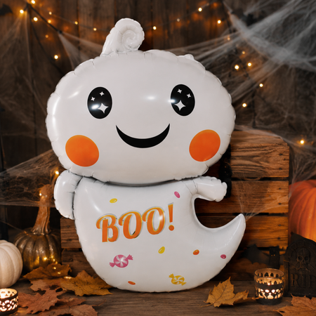 Balon Foliowy Duszek "Boo!" Na Przyjęcie Imprezę Halloween 59x38 cm GODAN