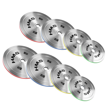 Zestaw Talerzy Obciążeń Olimpijskich Na Gryf Sztangę Chromowana Stal HMS 2 x 10 - 25 kg