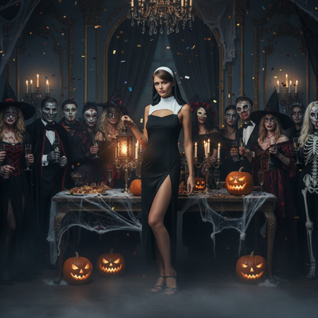 Niegrzeczna Zakonnica Strój Przebranie Halloweeen Habit Siostra Zakonna GODAN