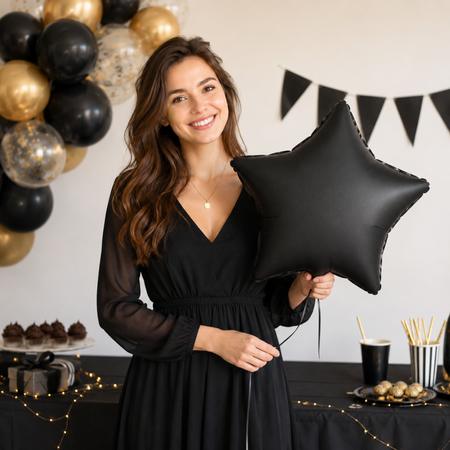 Balon Foliowy Gwiazda Czarna Matowa Na Imprezę Przyjęcie Halloween 19"