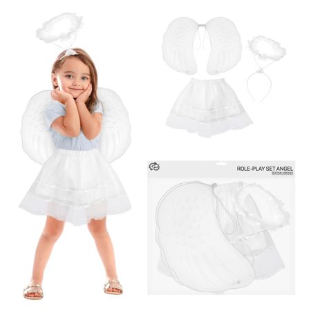 Strój Kostium Przebranie Aniołka Spódniczka Skrzydełka i Aureola Na Jasełka