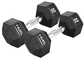 HMS Zestaw Hantli Hexagonalnych Gumowanych Do Ćwiczeń Treningu 2x20 kg