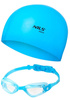 NILS Zestaw Dla Dziecka NiebieskIe Okularki + Niebieski Czepek Pływacki