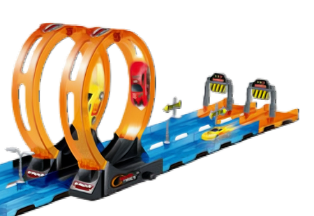 Tor Wyścigowy Samochodowy Pull Back Dla Dzieci 330 cm + 4 Samochody