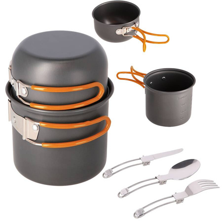 NILS Śpiwór Turystyczny Z Kapturem 205x75 cm + Menażka Harcerska Z Przykrywką I Sztućcami