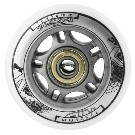 Kółka Do Rolek Kauczukowe 70 mm Zestaw 4 szt. + Łożyska ABEC-7 Białe NILS