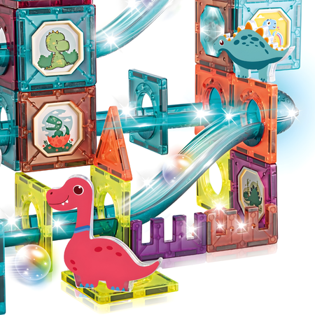 Klocki Magnetyczne Konstrukcyjne Świecący Tor Zestaw Dla Dzieci 86 el.