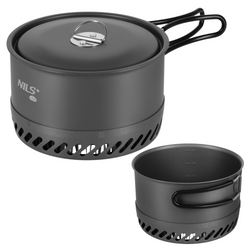Garnek Turystyczny Aluminiowy Z Pokrywką 1000 ml Kempingowy Z Radiatorem