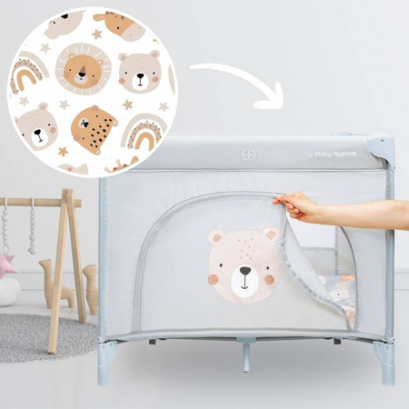 Kojec Składany Łóżeczko Turystyczne Teddy Bear Dla Dzieci + Materac