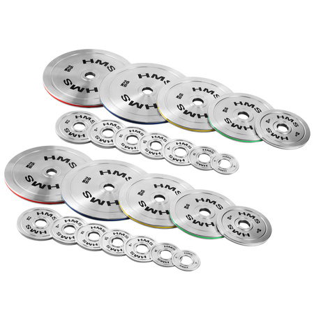 Zestaw Talerzy Obciążeń Olimpijskich Na Gryf Sztangę Chromowana Stal HMS 2 x 0.25 - 25 kg