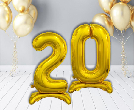 Balon Foliowy Na Urodziny Rocznice Jubileusze Złoty Duży Cyfra 2 Stojąca