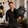 Balon Foliowy Gwiazda Czarna Matowa Na Imprezę Przyjęcie Halloween 19"
