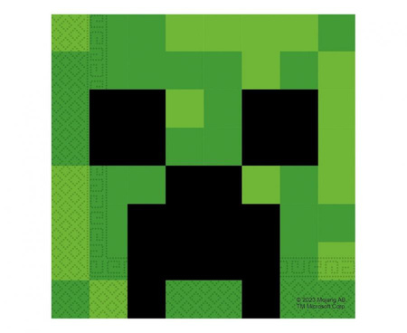Kubeczki 8 szt + Talerzyki 8 szt + Serwetki Minecraft + Balon Cyfra 8 85 cm