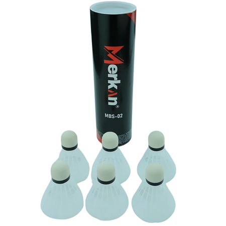 Lotki Do Gry Rekreacyjnej W Badmintona Nylonowe Białe MERKAN Komplet 6 szt.