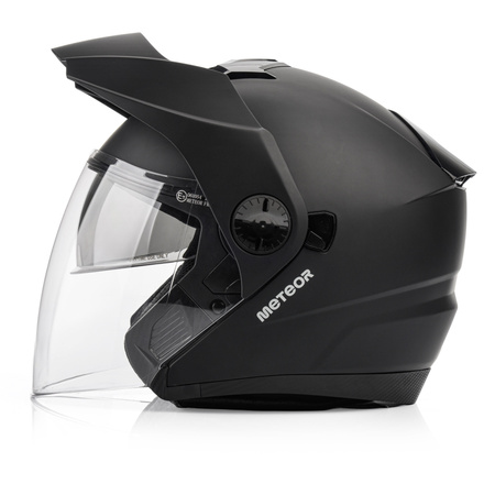 Kask Motocyklowy Z Blendą Przeciwsłoneczną Otwarty Czarny METEOR