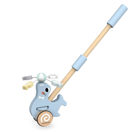 Drewniana Foka Z Kijem Do Pchania Pchacz Do Nauki Chodzenia Dla Dziecka