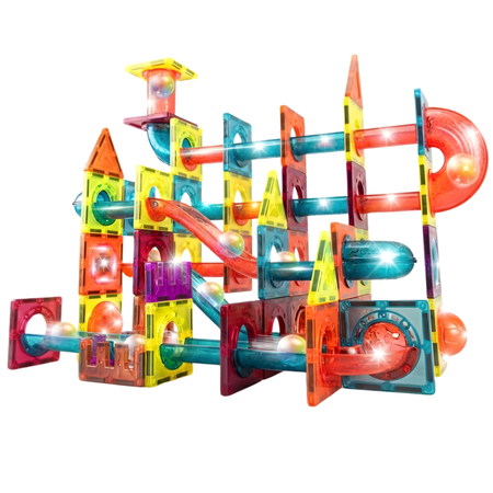 Klocki Magnetyczne Konstrukcyjne Świecący Tor Zestaw Dla Dzieci 110 el.