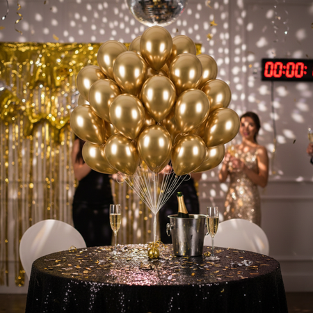 Balony Lateksowe Złote Klasyczne Chromowane Na Ślub Wesele 33 cm - 50 szt.