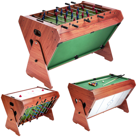 Stół Duży Obracany Drewniany 3w1 Piłkarzyki Bilard Cymbergraj Gry Stołowe