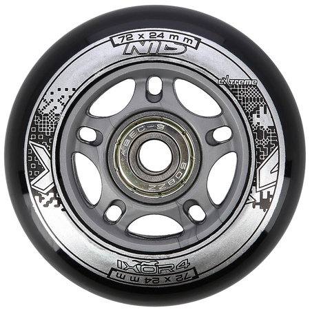 Kółka Do Rolek Kauczukowe 72 mm Zestaw 4 szt. + Łożyska ABEC-9 Czarne NILS