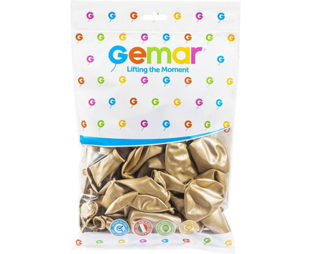 Balony Lateksowe Złote Klasyczne Chromowane Na Ślub Wesele 33 cm - 50 szt.