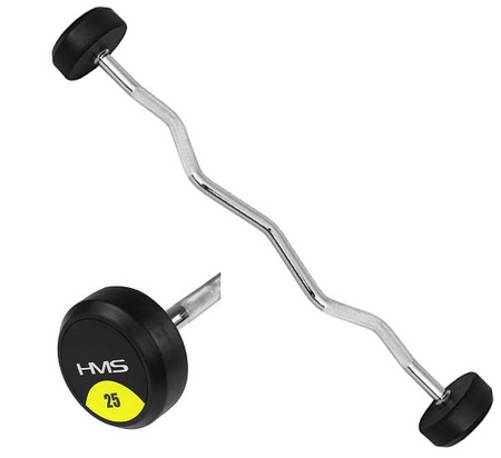 Sztanga Gryf Łamany Z Obciążeniem Do Ćwiczeń Treningu Siłowego 25 kg HMS