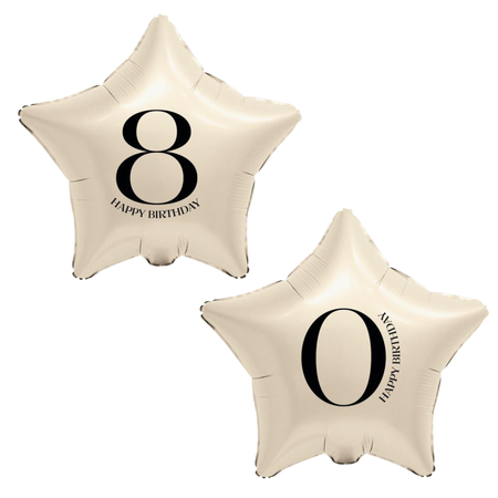Balony Foliowe Na 80 Urodziny Przyjęcie Imprezę Gwiazdy Kremowe GODAN 18"