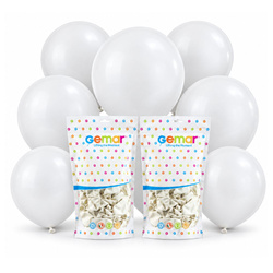 Balony Białe Klasyczne Pastelowe Balony 19" na Ślub Wesele GEMAR 50 szt.