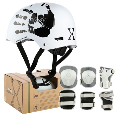 Kask Regulowany Na Rolki Rower Hulajnogę Orzeszek + Zestaw Ochraniaczy NILS	