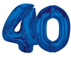 Balony Foliowe Niebieskie Metaliczne Dekoracja Na Urodziny 40 Lat GODAN