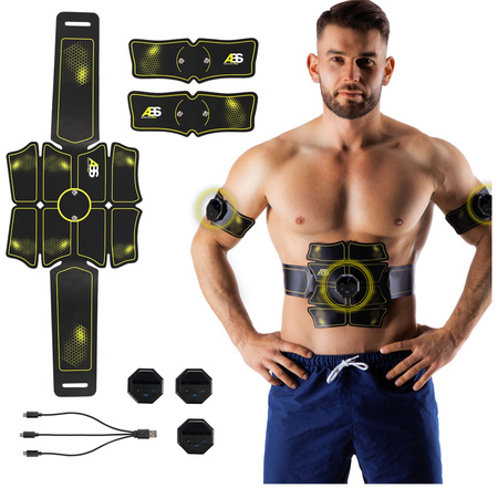 ABS Elektrostymulator Masażer Mięśni Brzucha Ramion + Wymienne Żelowe Naklejki Motylki 4 szt.