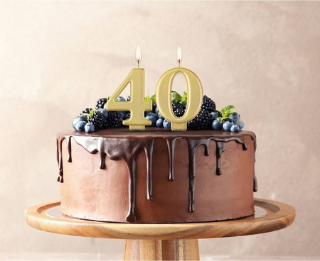 Świeczka Urodzinowa Dekoracyjna Złota Na Tort Metaliczna GODAN Cyfra 4