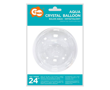Balon Okrągły Foliowy Kryształowy Przezroczysty Dekoracyjny Aqua 24" GODAN