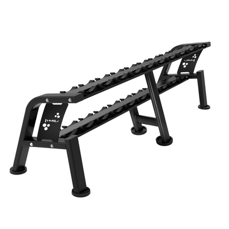 Stojak Na Hantle Ciężarki 20 Miejsc Poziomy Stalowy Dwurzędowy Do 600kg HMS