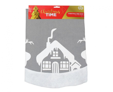 Mata Pod Choinkę Okrągła Dywanik Bożonarodzeniowy W Renifery Szary 90 cm