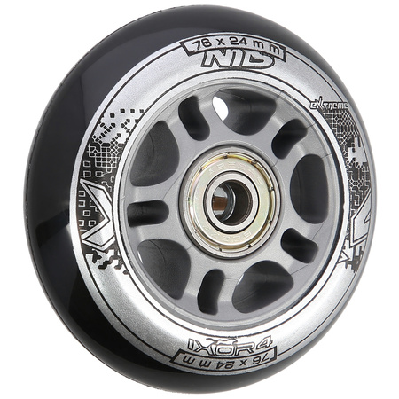 Kółka Do Rolek Kauczukowe 76 mm Zestaw 8 szt. + Łożyska ABEC-9 Czarne NILS