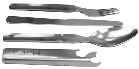 MERKAN Zestaw Sztućców Turystycznych Ze Stali Nierdzewnej 3w1 + Otwieracz