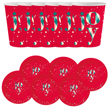 6x Talerzyki 18 cm + 6x Kubeczki 250 ml Papierowe Na Boże Narodzenie GODAN