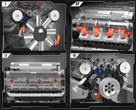 Klocki Konstrukcyjne Silnik Samochodowy V8 535 Elementów MOULD KING