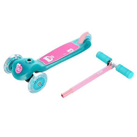 Hulajnoga Trójkołowa Dla Dzieci Balansowa Turkusowa Regulowana Kółka LED