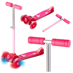 Hulajnoga Trójkołowa Dla Dzieci Balansowa Różowa Regulowana Kółka LED NILS
