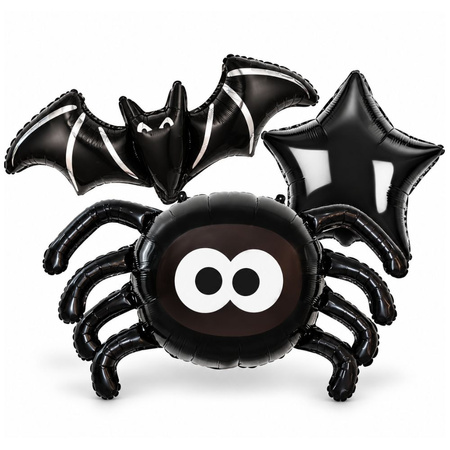 Balony Na Halloween 3 szt. Nietoperz Pająk Gwiazda + Sztuczna Krew 100 ml