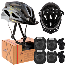Kask Rowerowy Regulowany Ochronny In-mold Wentylowany + Zestaw Ochraniaczy