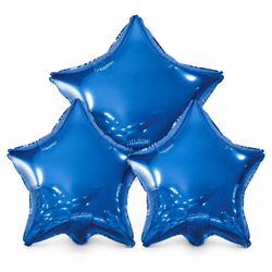 Balony Foliowe Gwiazdy Niebieskie Na Imprezę Urodziny Przyjęcie 19" 3 szt.