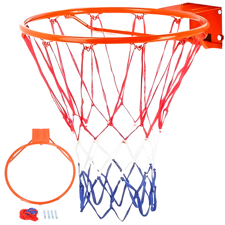 NILS Obręcz Do Kosza Koszykówki + Siatka + Piłka Rozmiar 7 Z Pompką