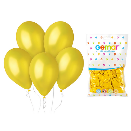 Balony Klasyczne Lateksowe  Żółte Metaliczne Dekoracyjne 30 cm - 100 szt.