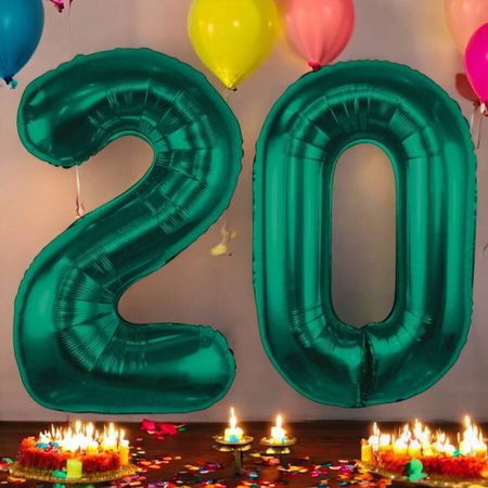 Balony Foliowe Cyfry Na 20 Urodziny Dekoracja Na Rocznicę 85 cm Zielone
