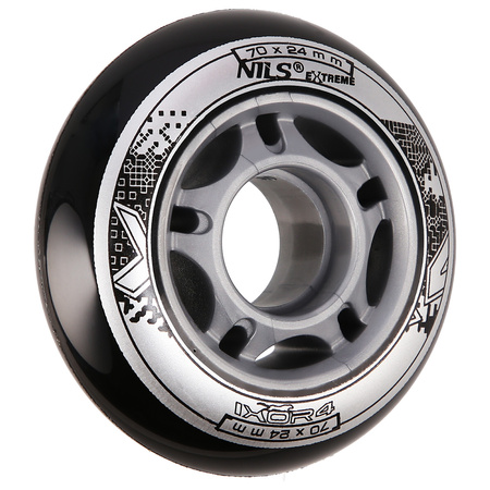 Kółka Do Łyżworolek Kauczukowe Zestaw 8 szt. Czarne 70 mm Nils Extreme