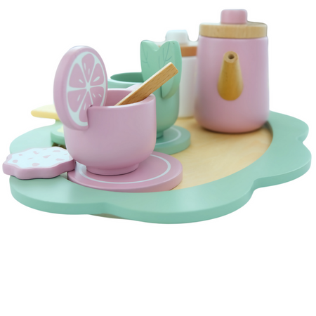 MERKAN Drewniany Zestaw Do Herbaty Czajnik Filiżanki + Tacka