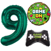 Balony Foliowe Na 9 Urodziny Dla Dziecka GAME ON 3 szt. Duże Cyfra 85 cm